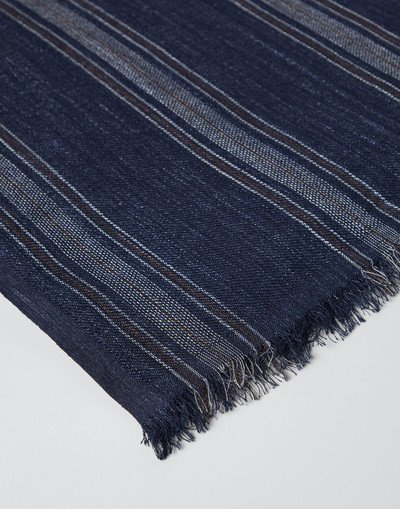 Brunello Cucinelli Silk and linen chevron scarf with stripes outlook