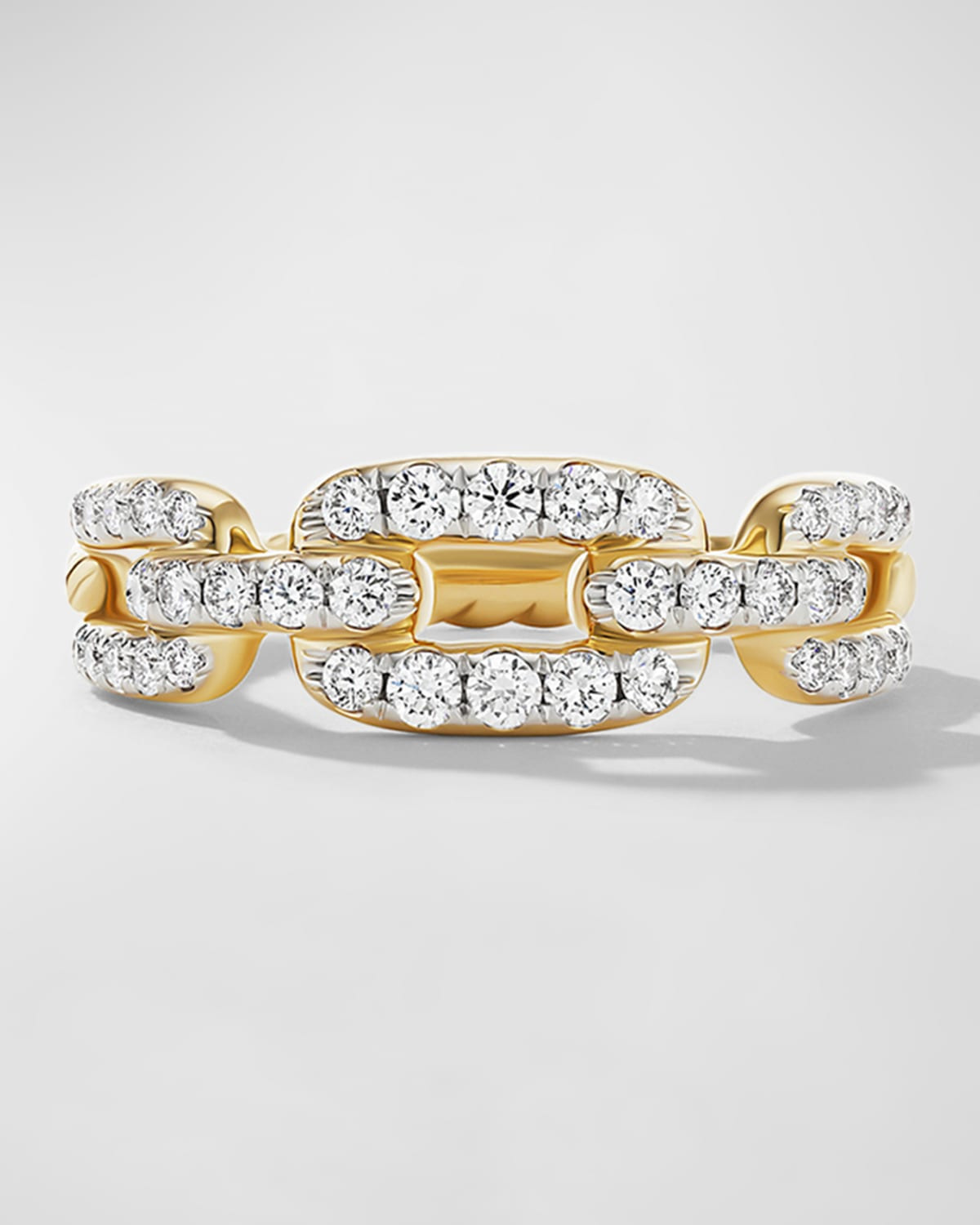 Stax Chain Link Ring with Diamonds in 18K Gold, 7mm - 4