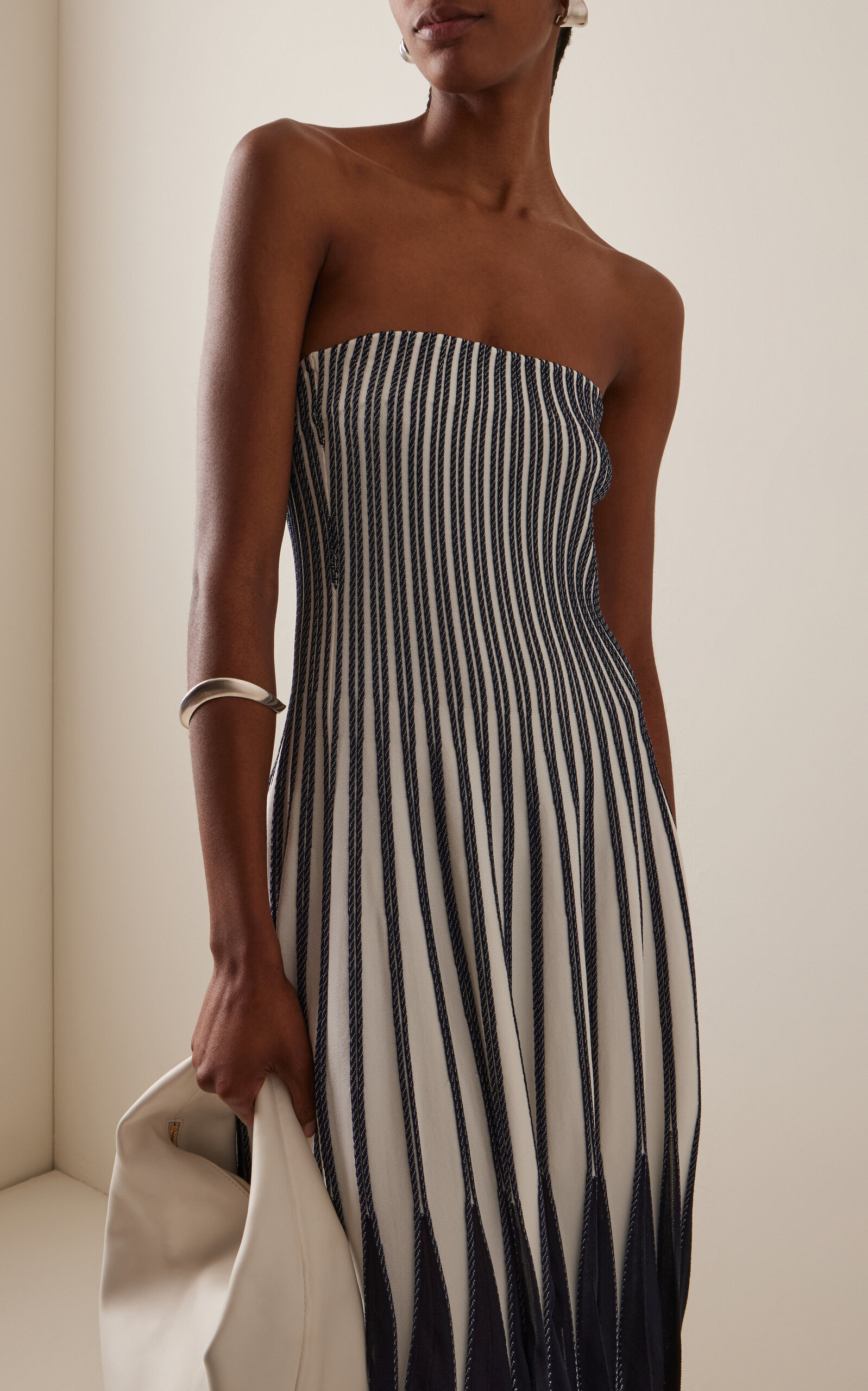 Soliel Strapless Knit Midi Dress navy - 3