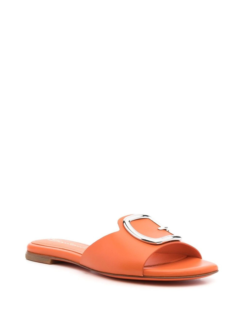Santoni decorative-buckle leather sandals outlook