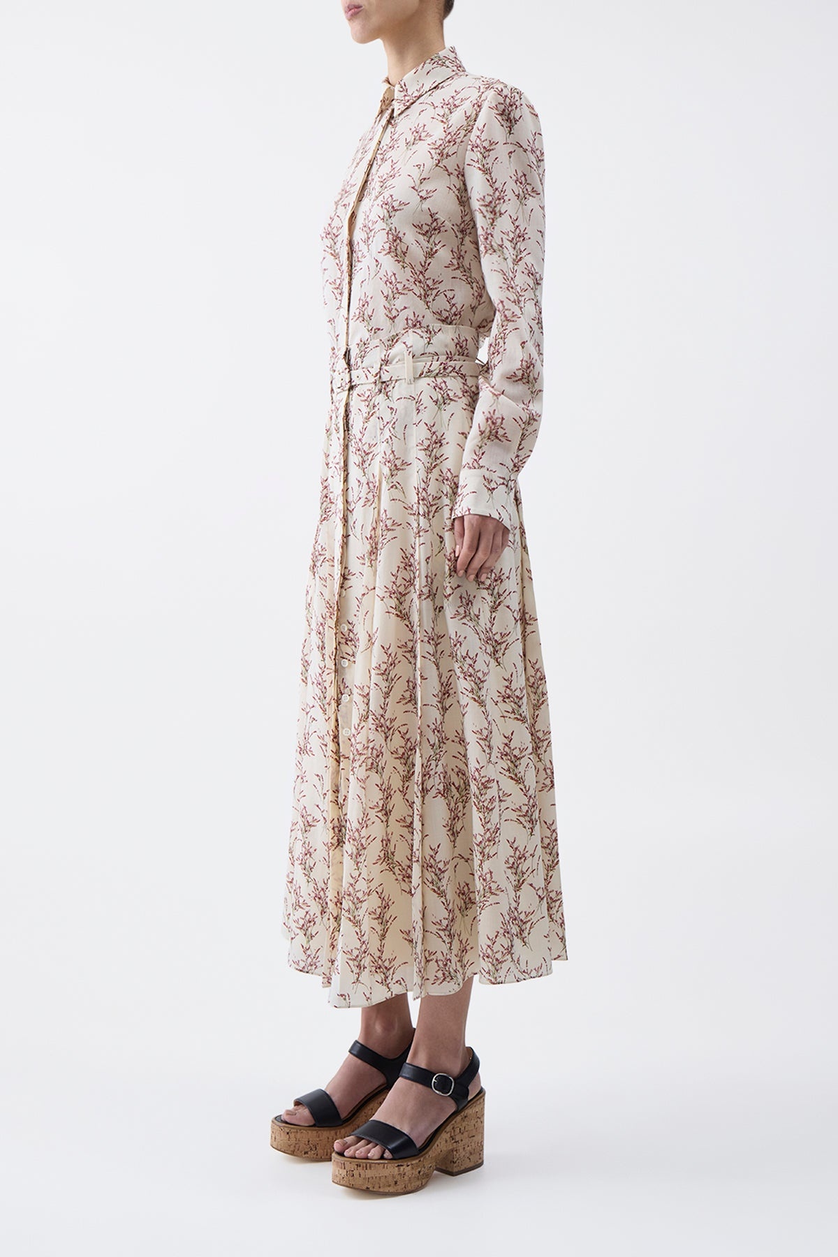 Dugald Pleated Skirt in Ivory Multi Wool - 3