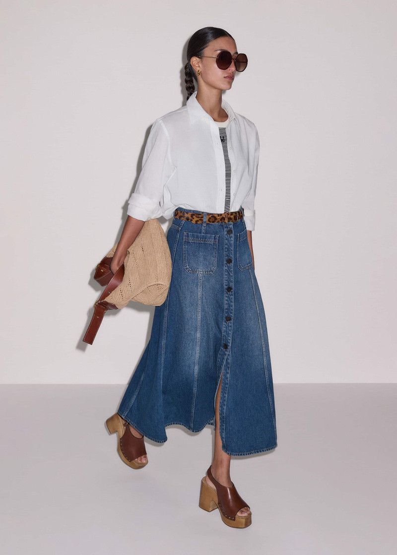 Panelled Denim Maxi Skirt 1