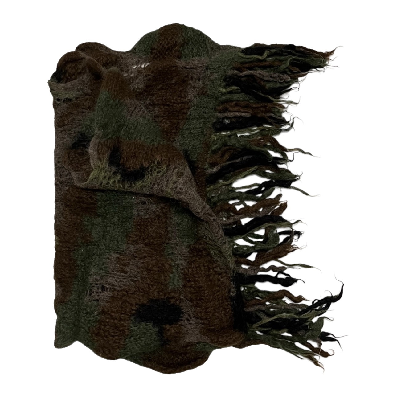 JUNYA WATANABE Fall Winter 2006 Fringed Distressed Military Camouflage Knit Scarf - 2