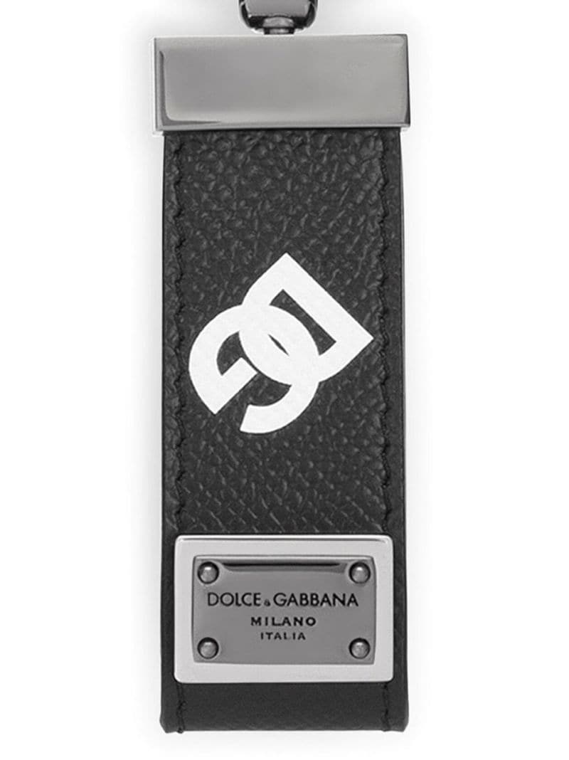 logo-print leather keychain - 3