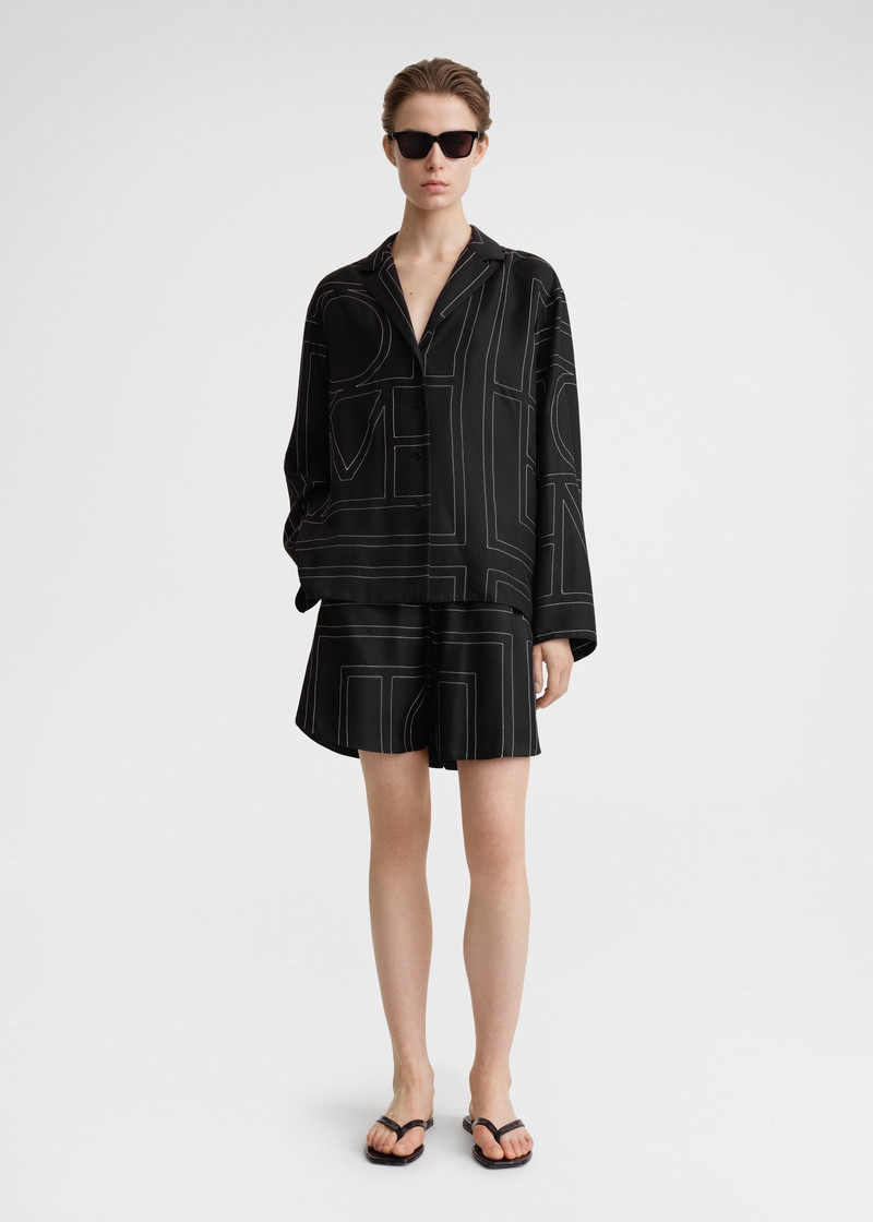 Totême Monogram silk pj top black outlook