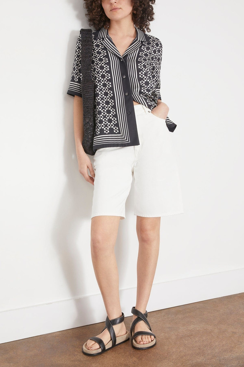 SIMKHAI Koda Short Sleeve Button Down Shirt in Black outlook