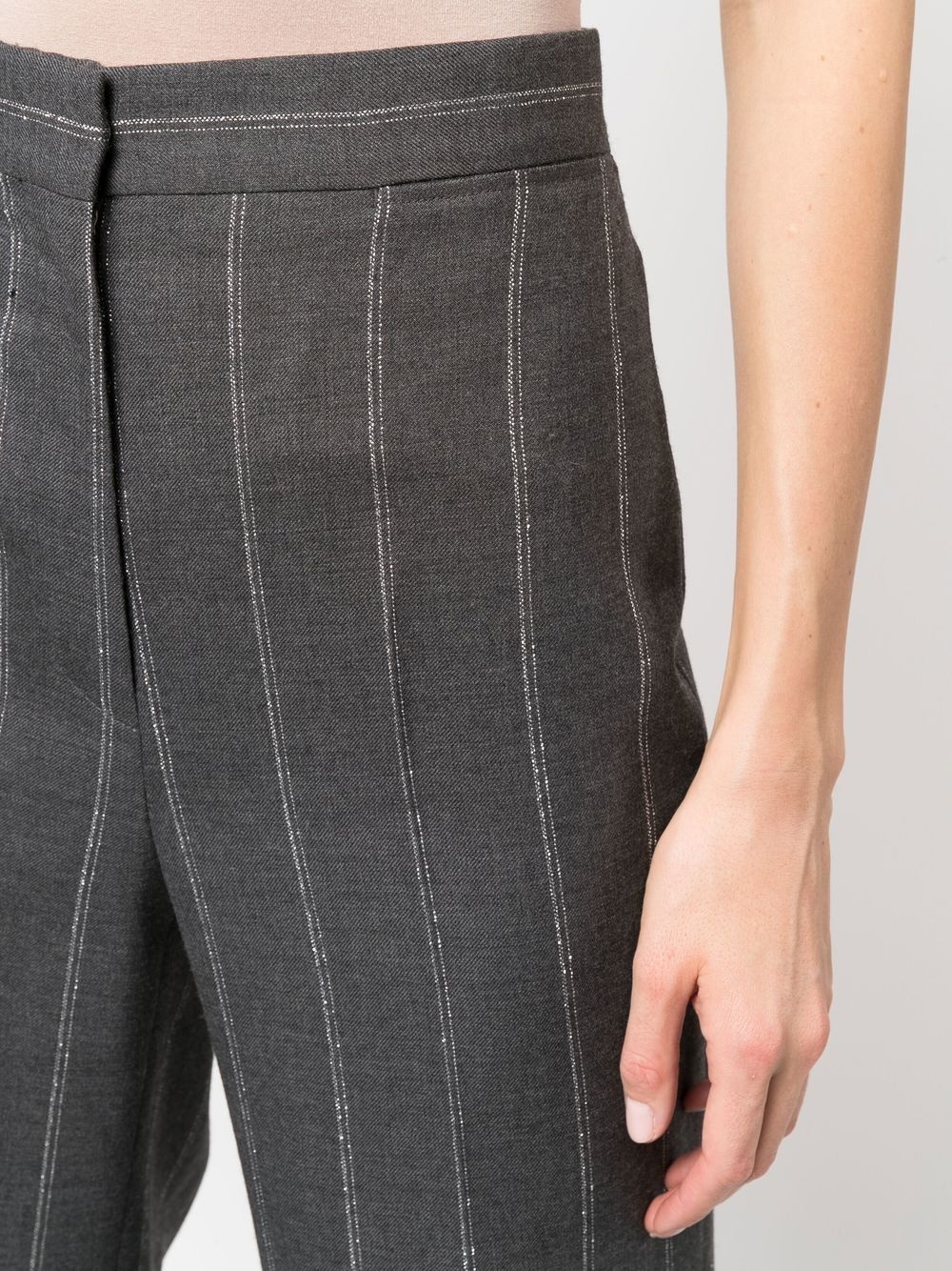 stitch-detail striped tailored trousers - 5