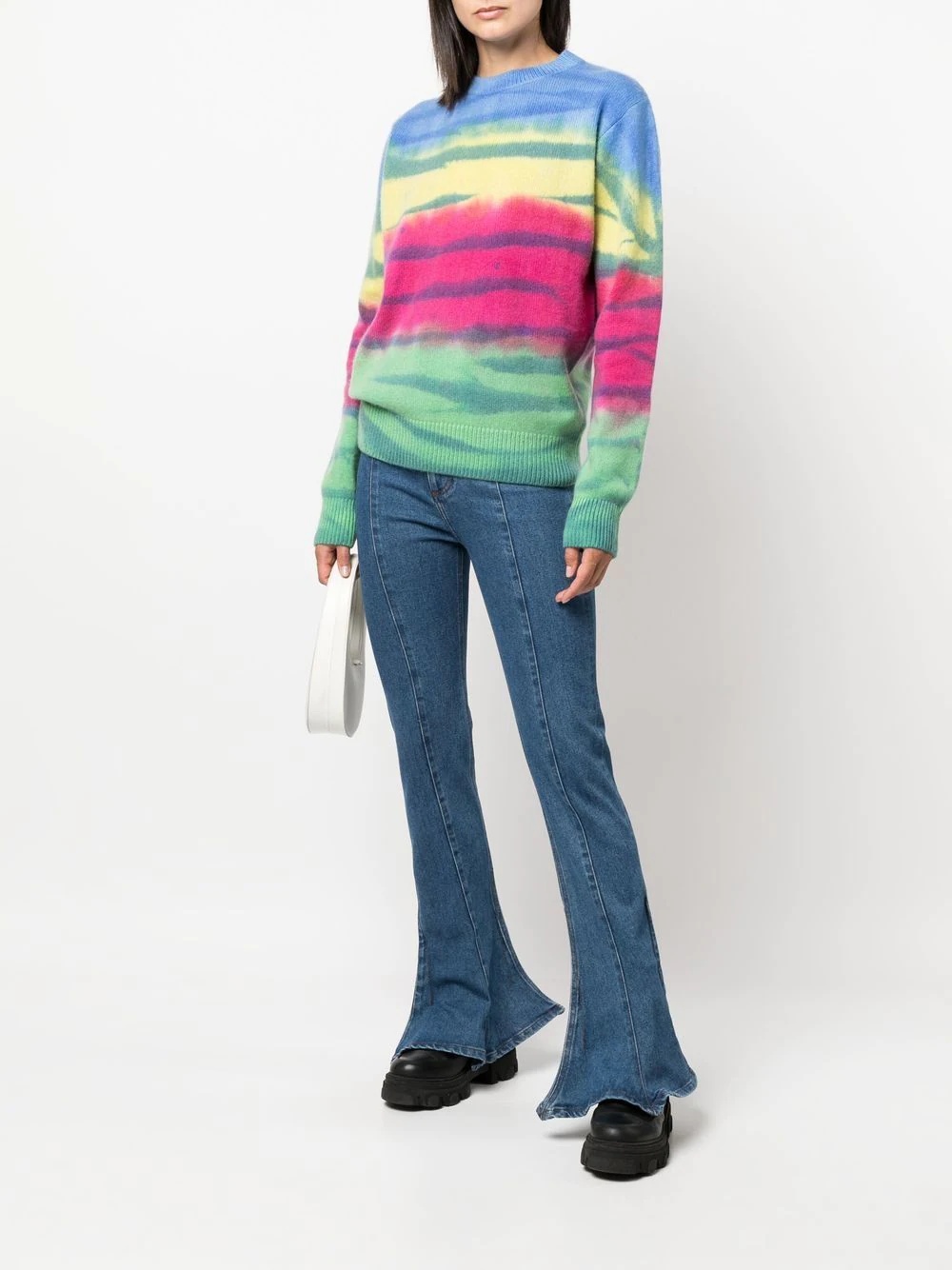 striped tie-dye cashmere jumper - 3