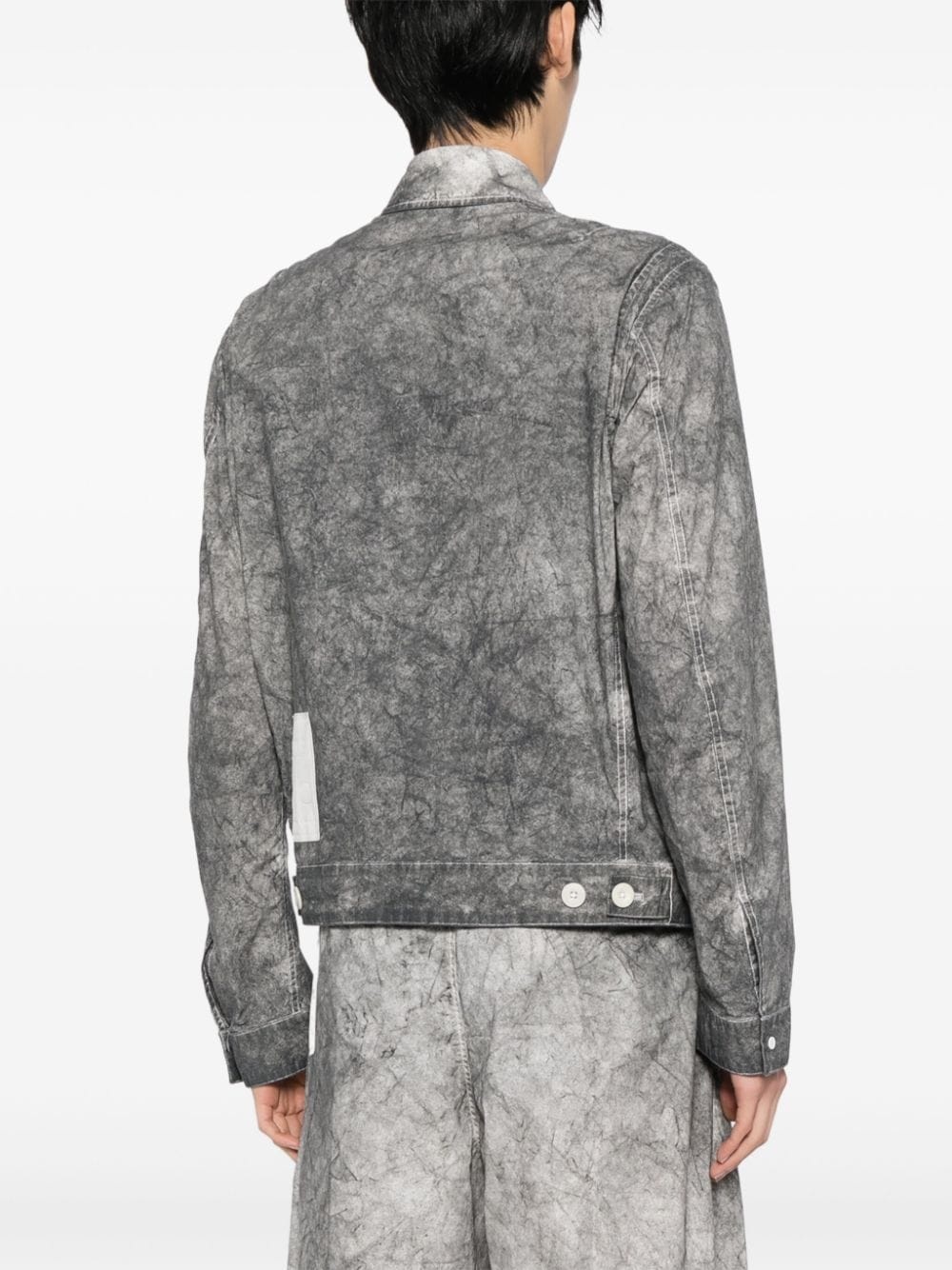 zip-up distressed-effect shirt jacket - 3