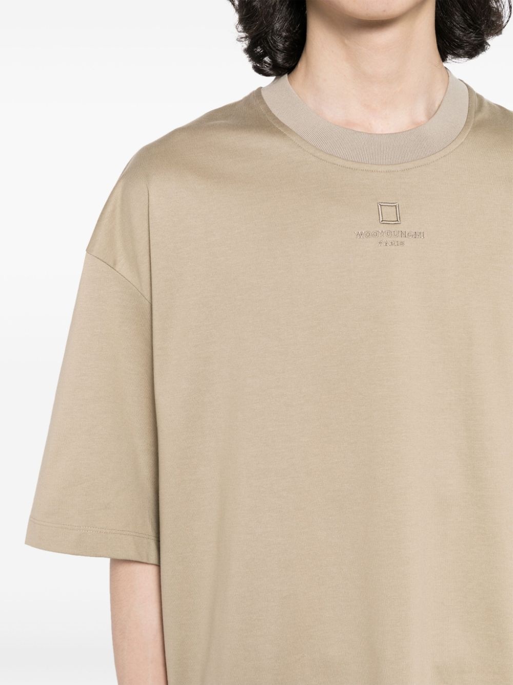 logo-embroidered cotton T-shirt - 5