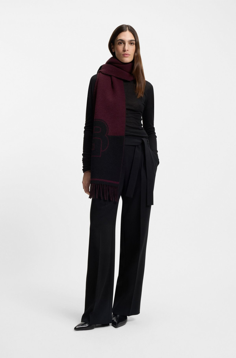 WOOL-BLEND SCARF WITH DOUBLE B MONOGRAM JACQUARD 3