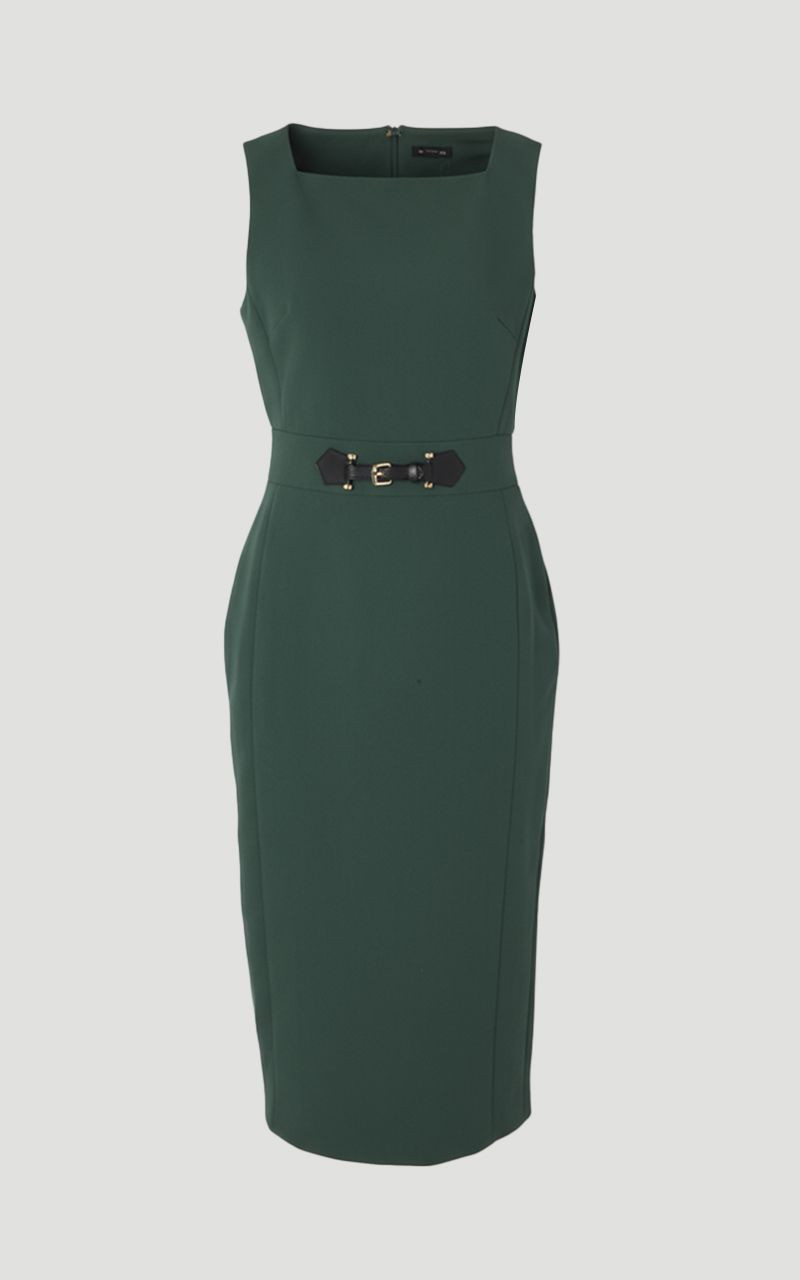 Compact Essential Tab Waist Pencil Midi Dress 4