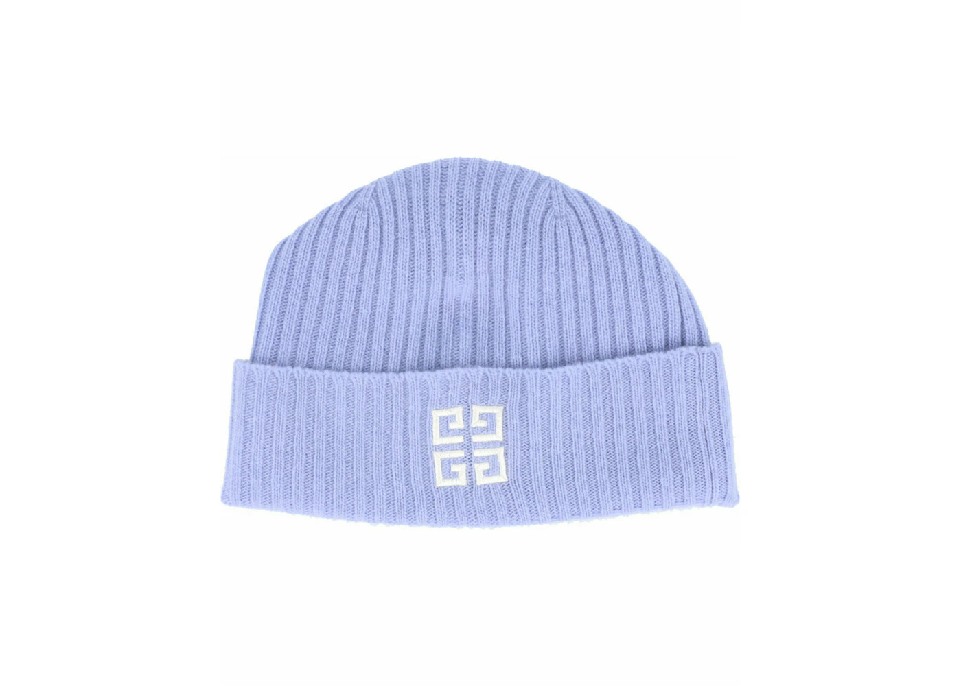 Givenchy Ribbed Embroidered Logo Beanie Light Blue - 4