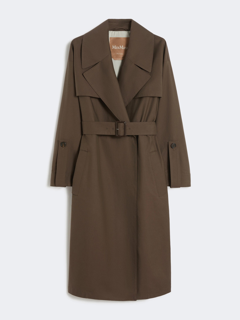 AMOUR Belted water-repellent twill trench coat - CHOCOLATE 1