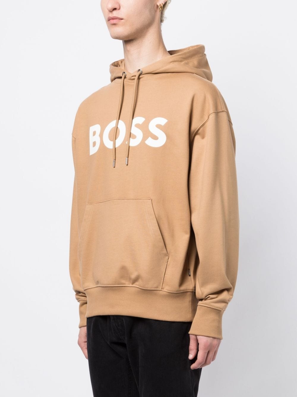 logo-print cotton hoodie - 3