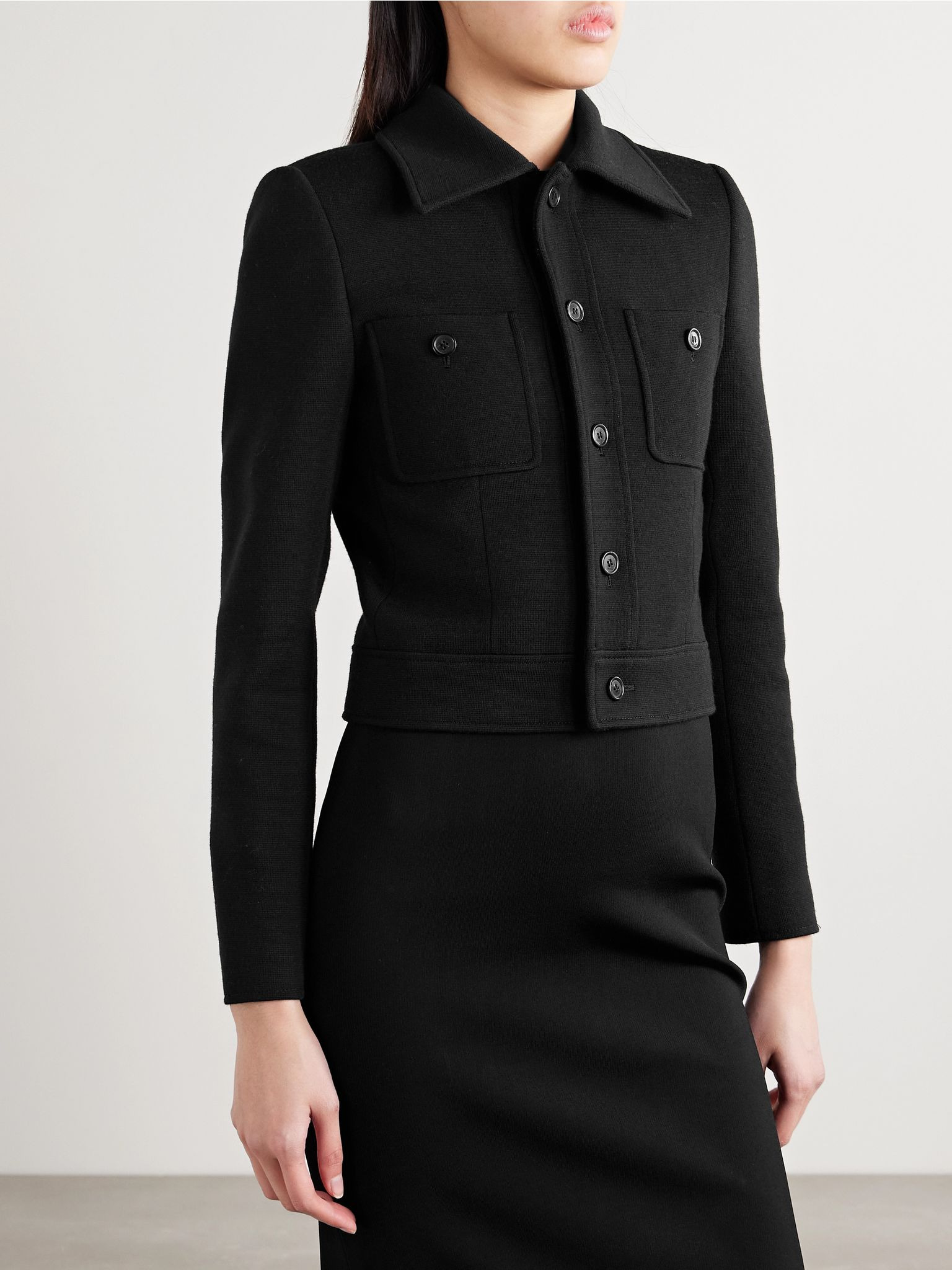 Cropped wool-blend jacket Black - 3