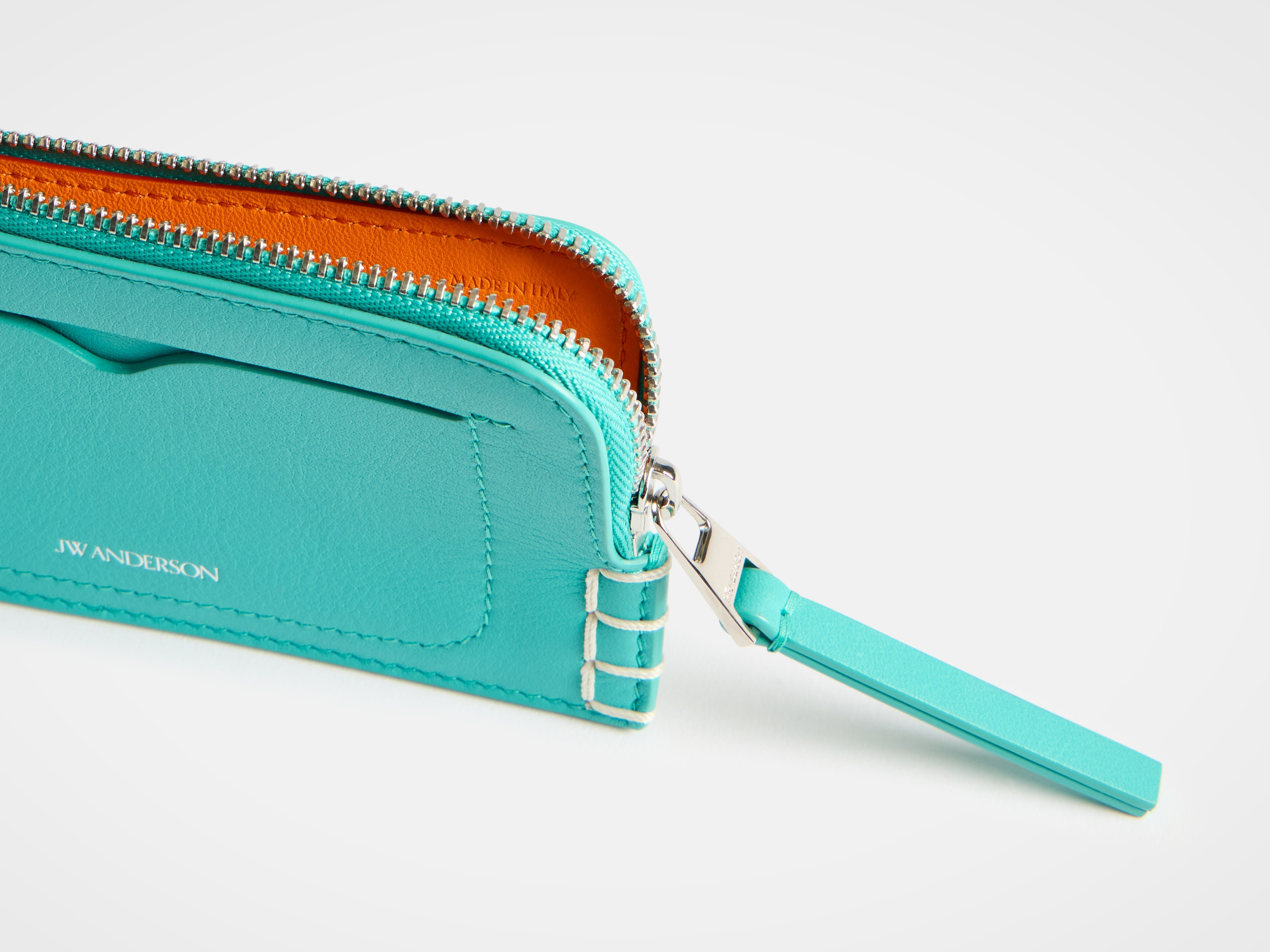 LEATHER LOAFER ZIP WALLET IN TURQUOISE - 4