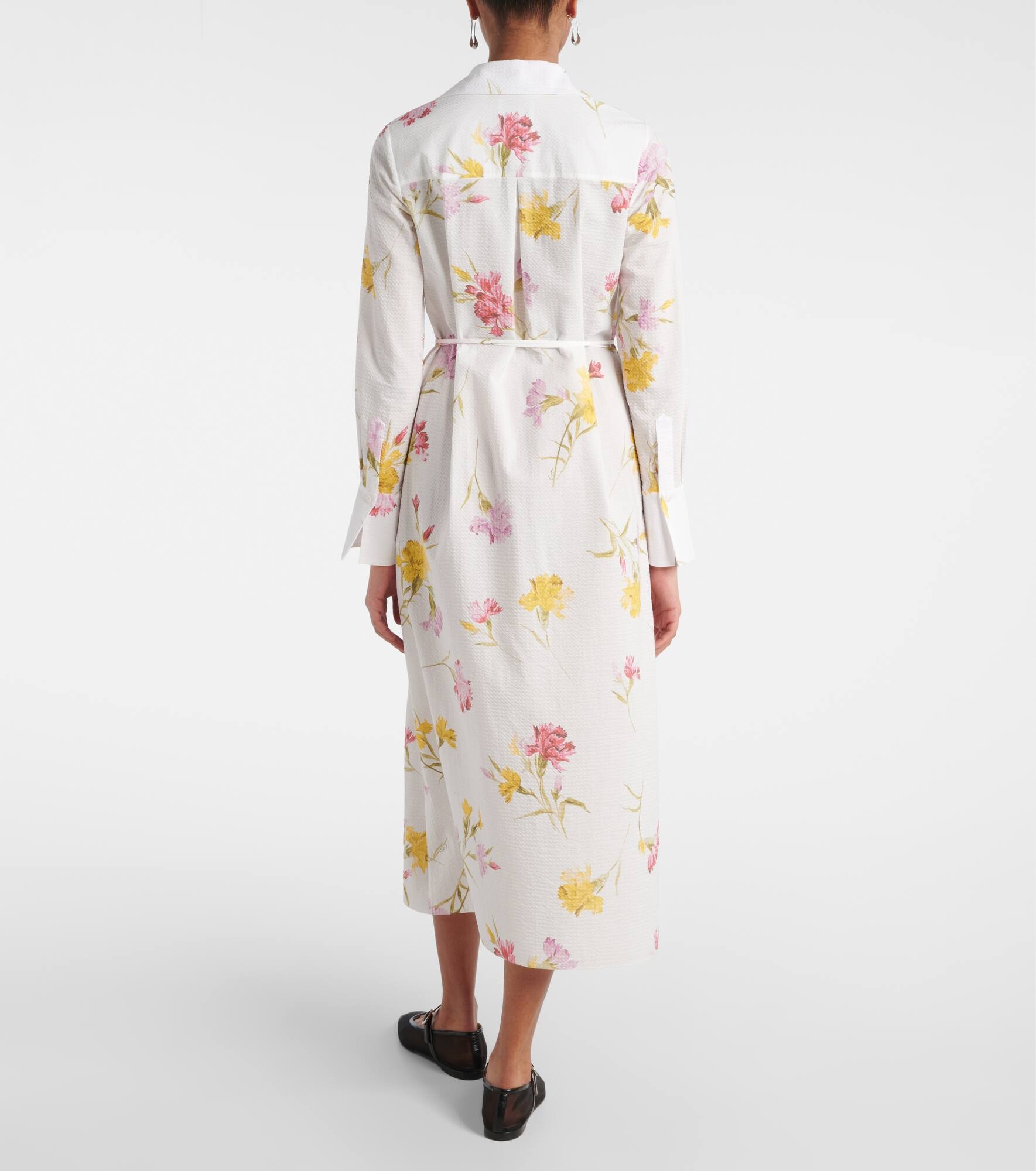 Floral cotton seersucker shirt dress - 3