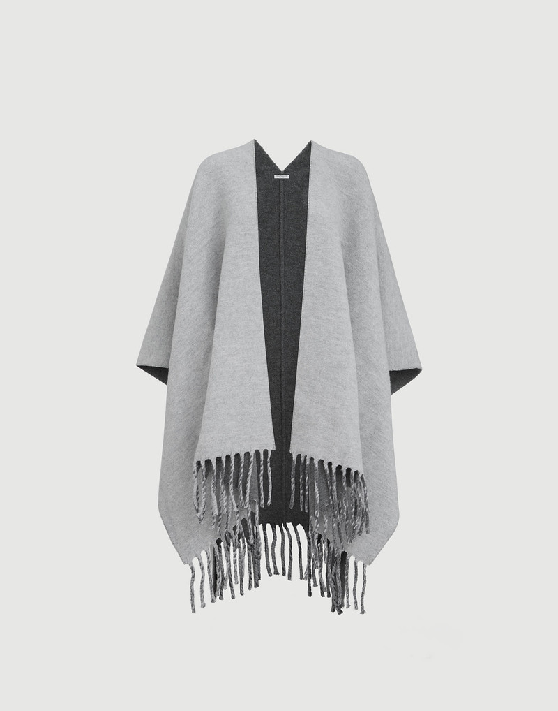 Wool and cashmere reversible double knit poncho 6