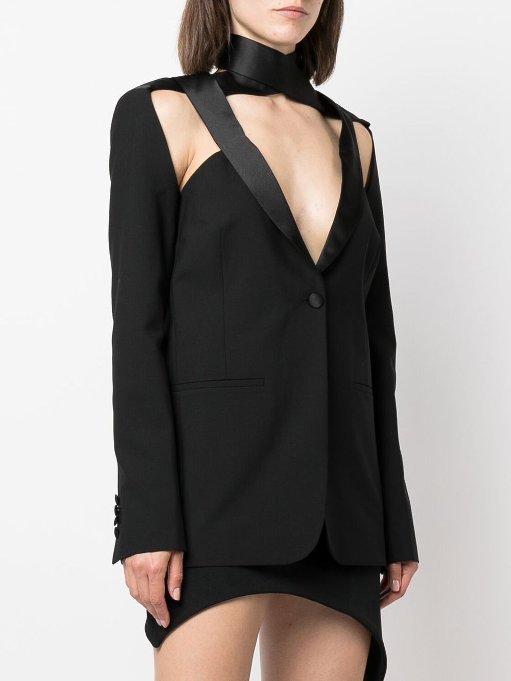 cut-out single-breasted blazer - 3