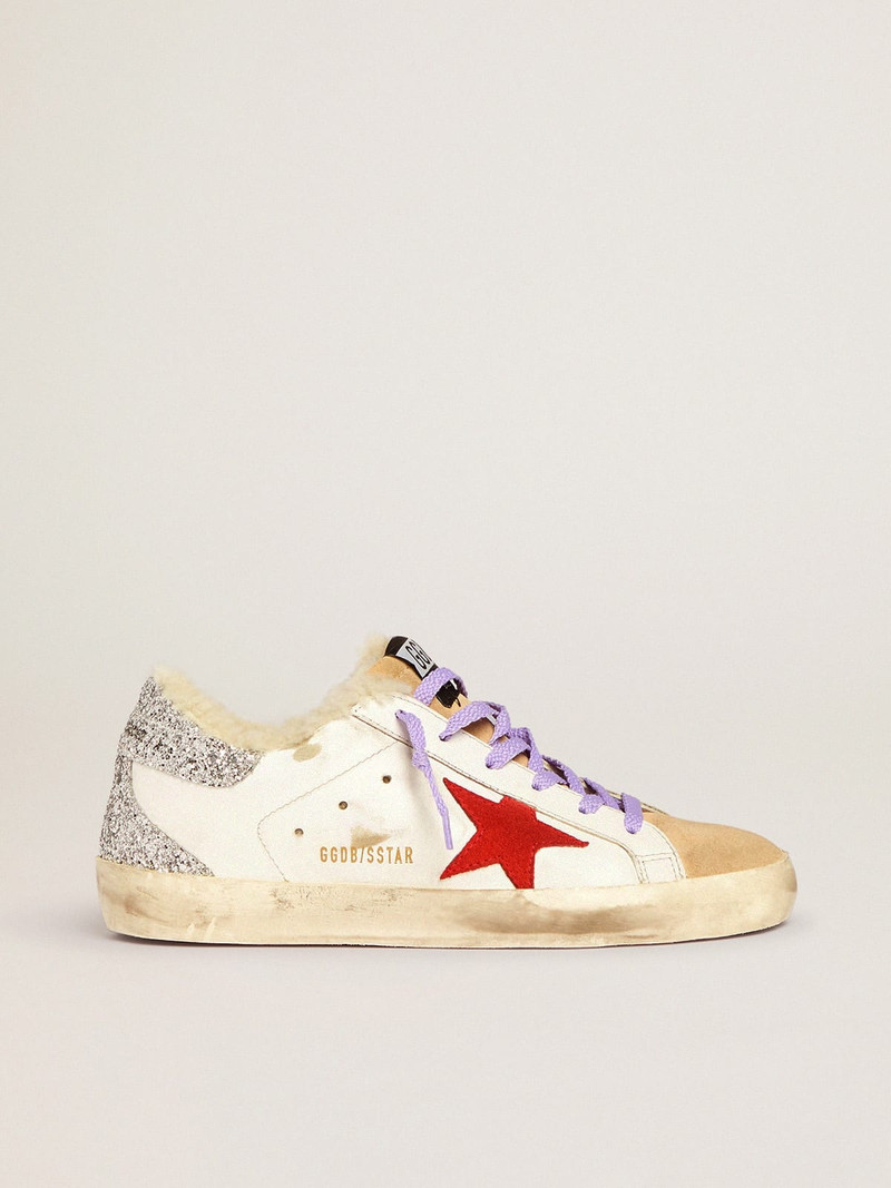 Super-Star sneakers with shearling lining and red suede star - 1