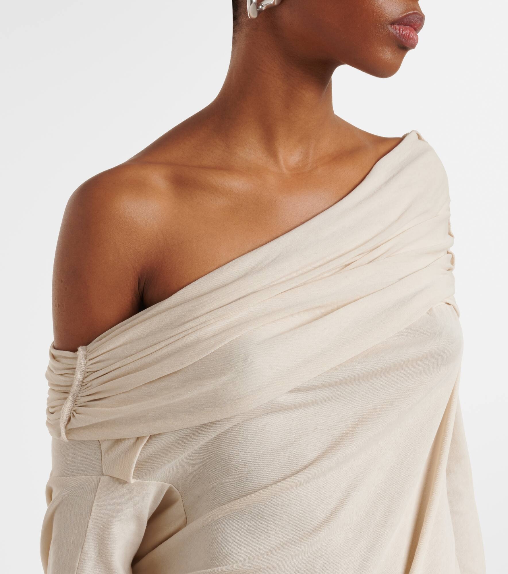 Bound off-shoulder cotton-blend top - 5