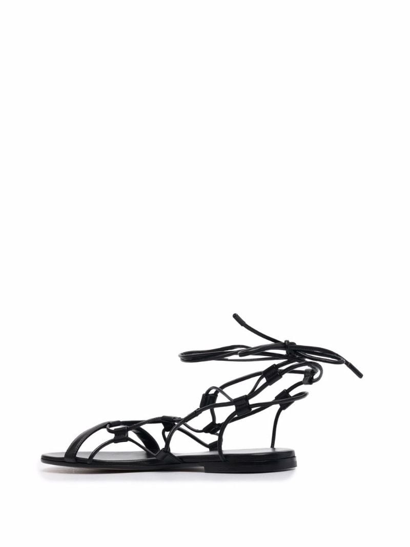 lace-up leather sandals - 3