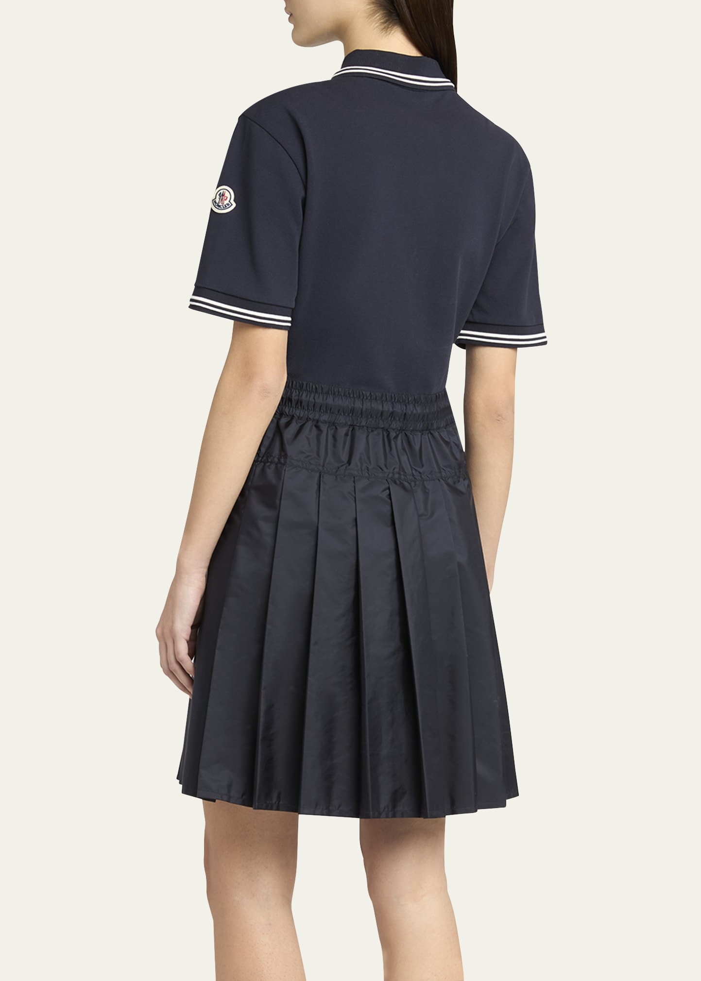 Short-Sleeve Mixed-Media Polo Dress - 3