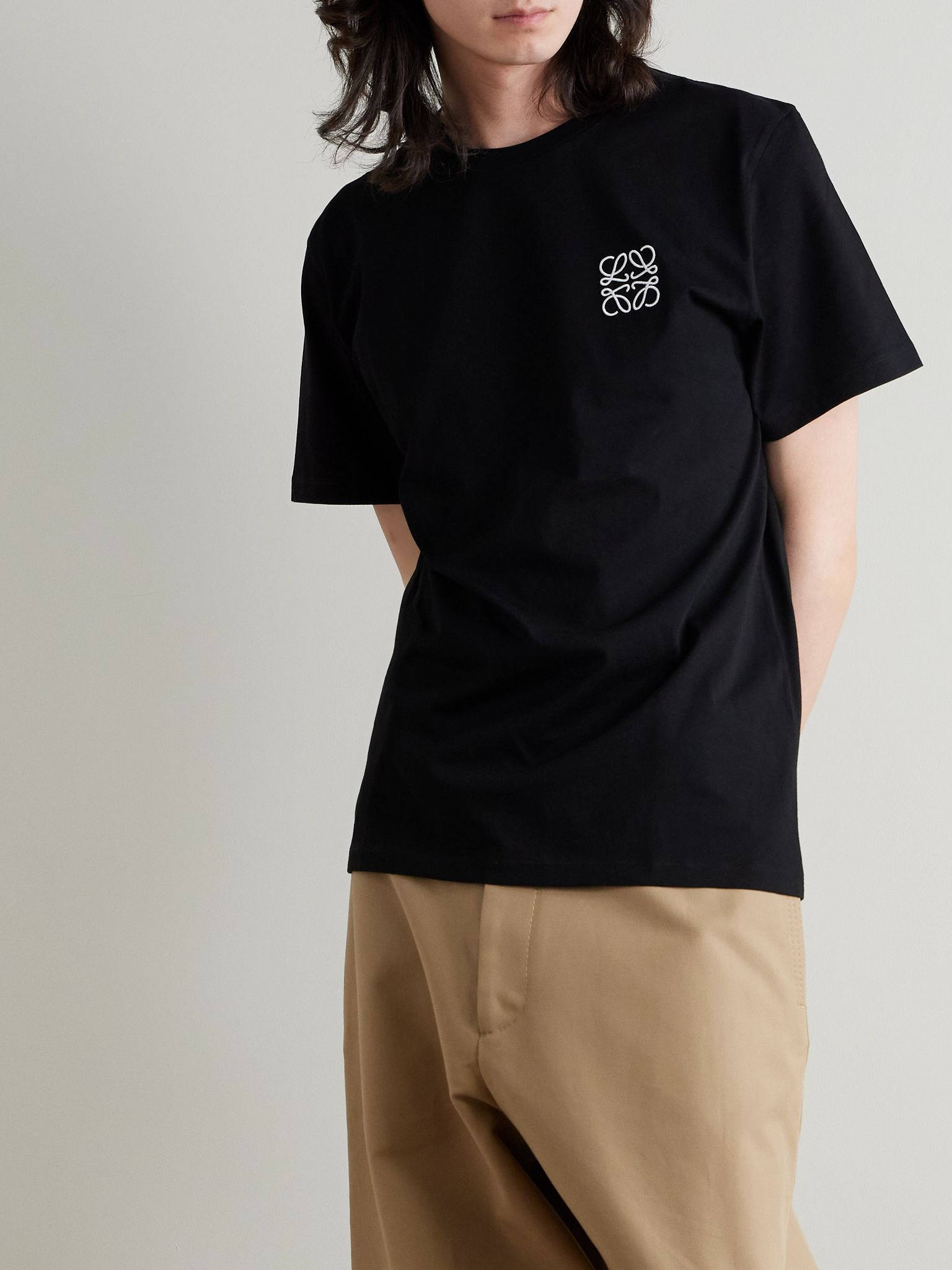 Logo-Embroidered Cotton-Jersey T-Shirt Black - 3