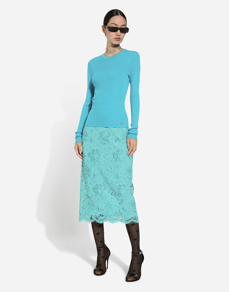 Dolce & Gabbana Branded floral cordonetto lace pencil skirt outlook