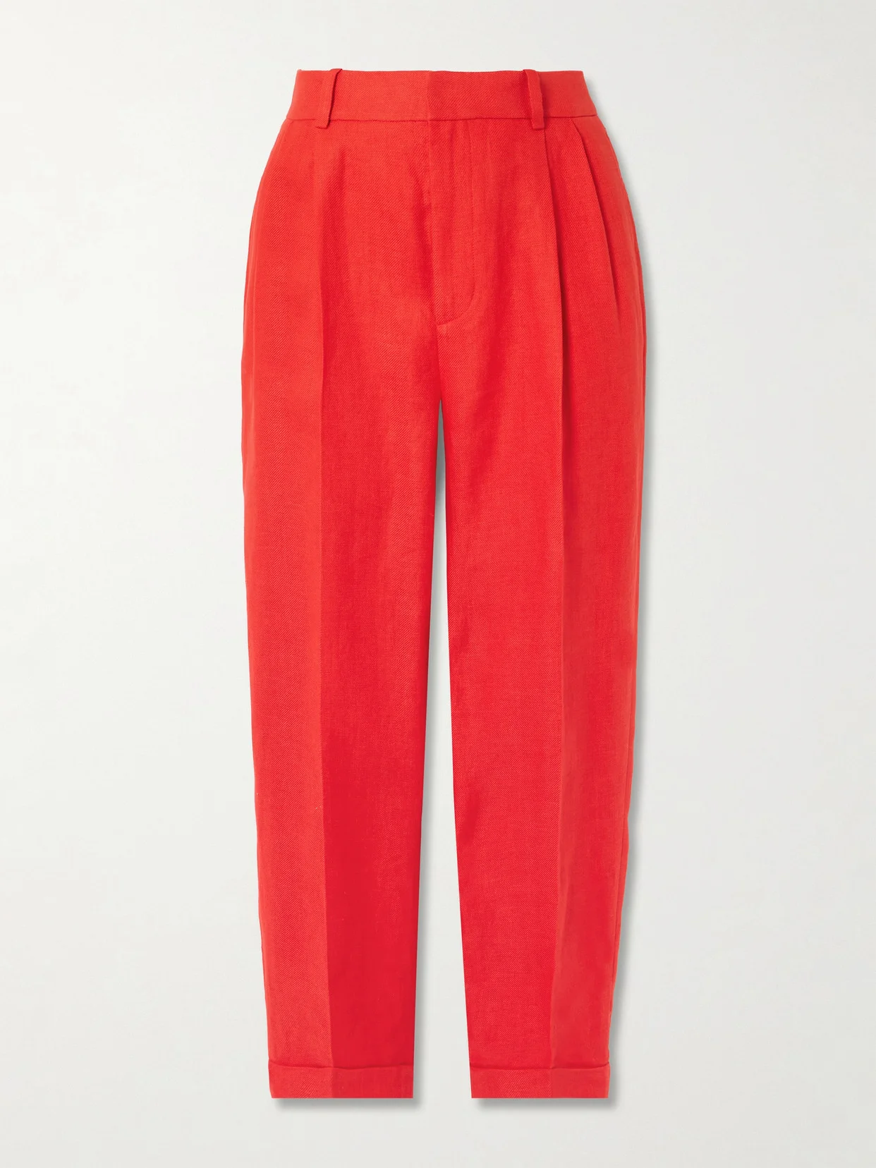 Pleated Linen Tapered Pants - 1