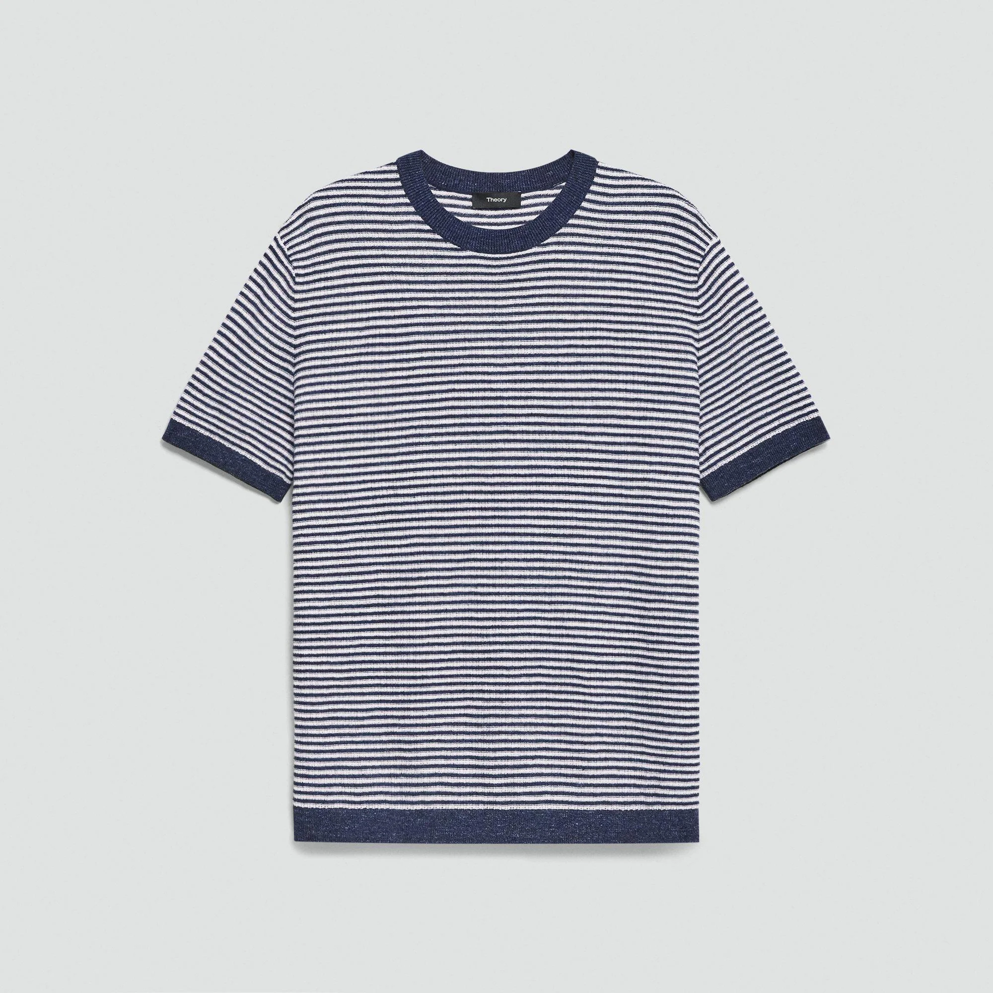Striped Tee in Pacific Linen - 1