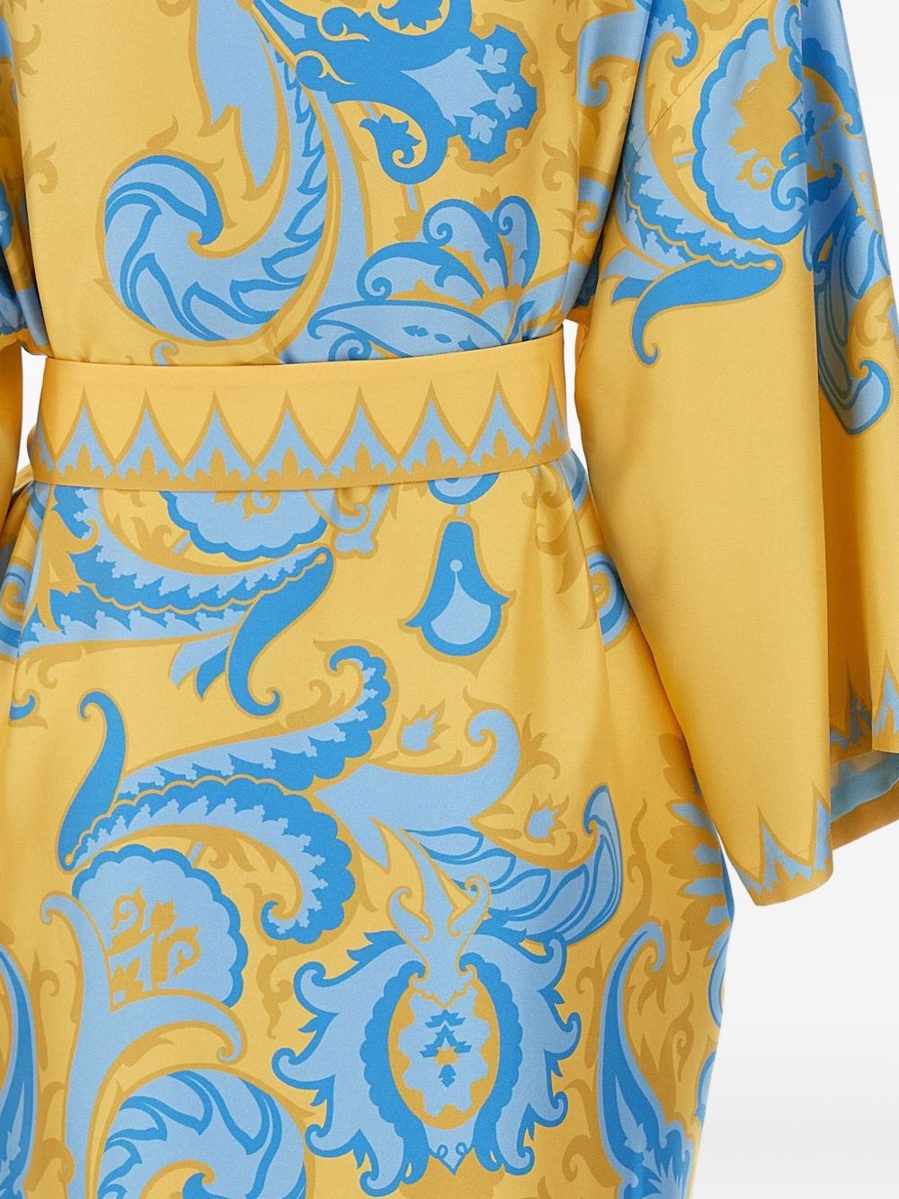 ornate-print belted robe dress - 4