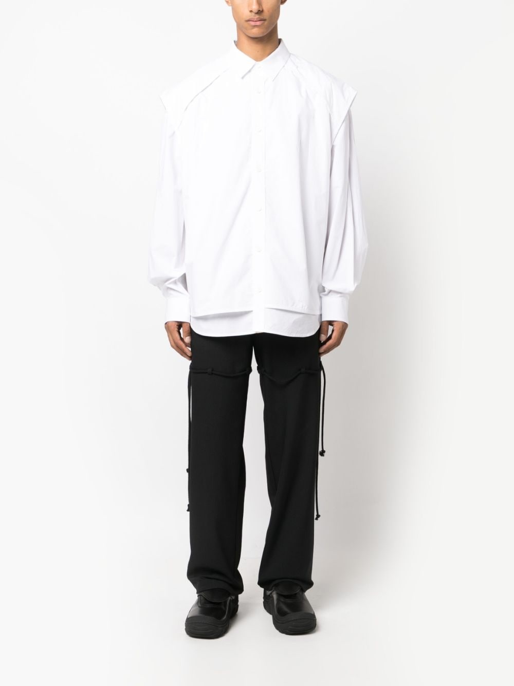 overlapping-panel cotton shirt - 2