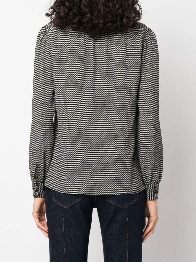 geometric-print pussy-bow shirt - 4