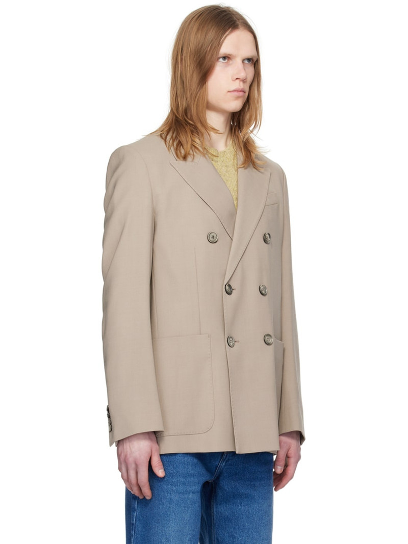 Taupe Double-Breasted Blazer 2