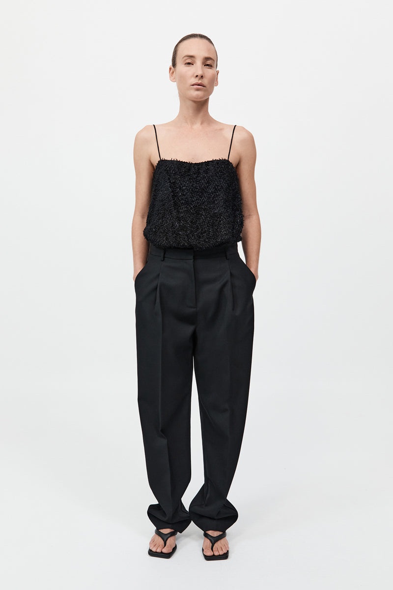Feathered Silk Cami - Black - 6