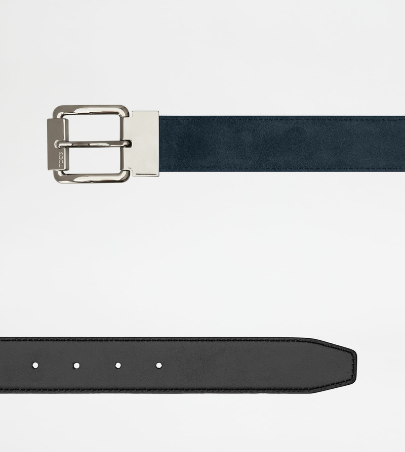 REVERSIBLE BELT IN SUEDE - BLUE, BLACK 3