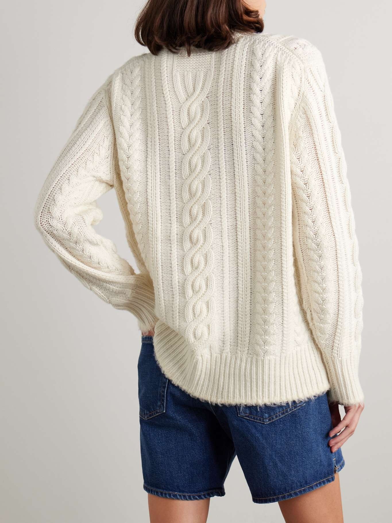 Rossella cable-knit wool and cashmere-blend cardigan - 4