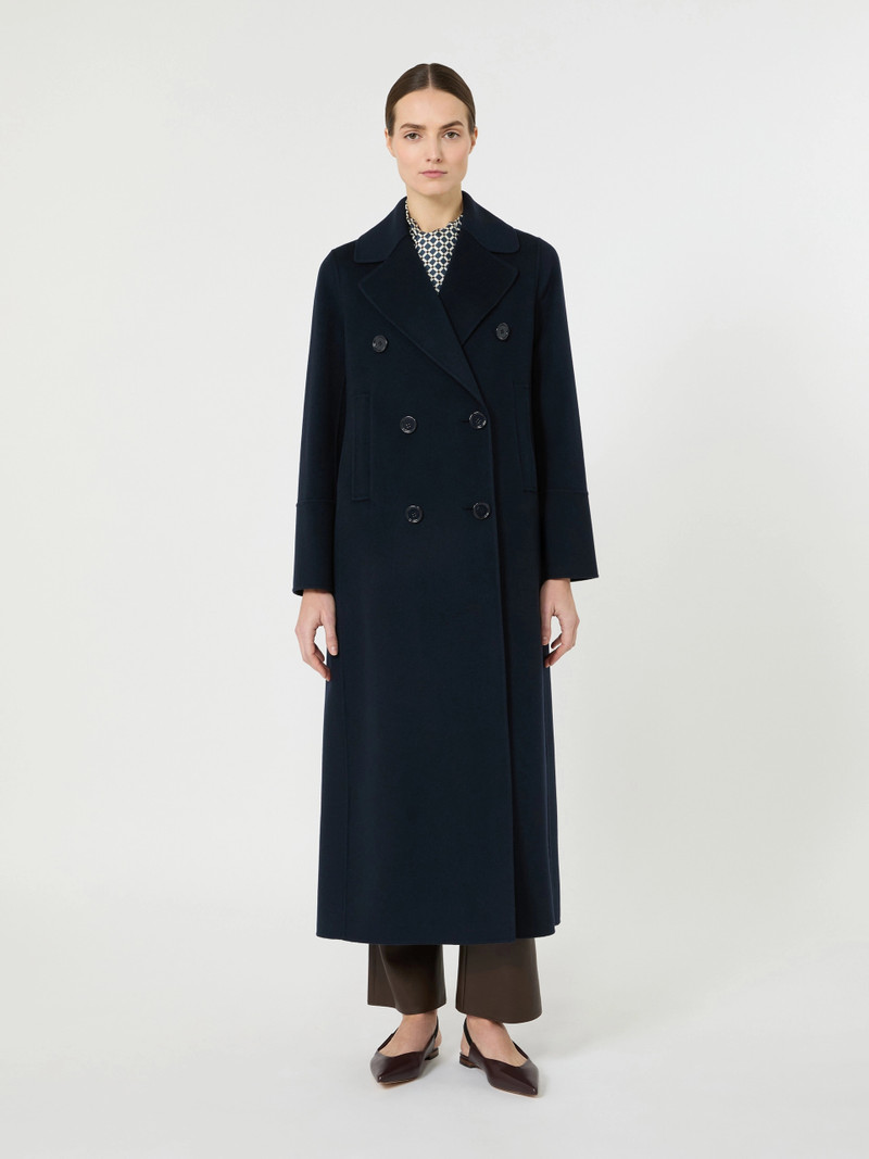 CUSTODI Long wool coat with half-belt detail - MIDNIGHTBLUE 3
