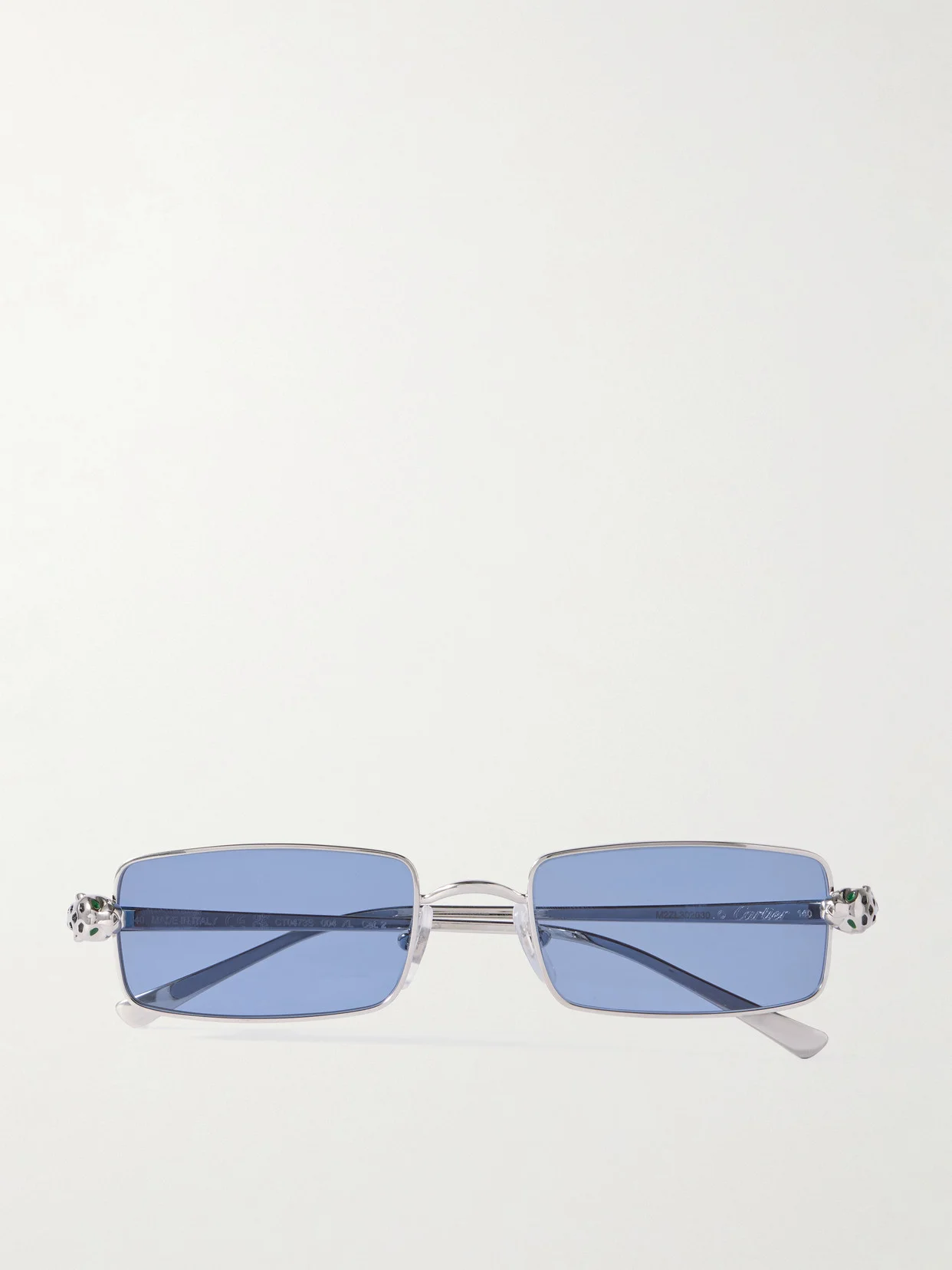 Panthère Rectangle-frame Crystal-embellished Silver-tone Sunglasses - 1