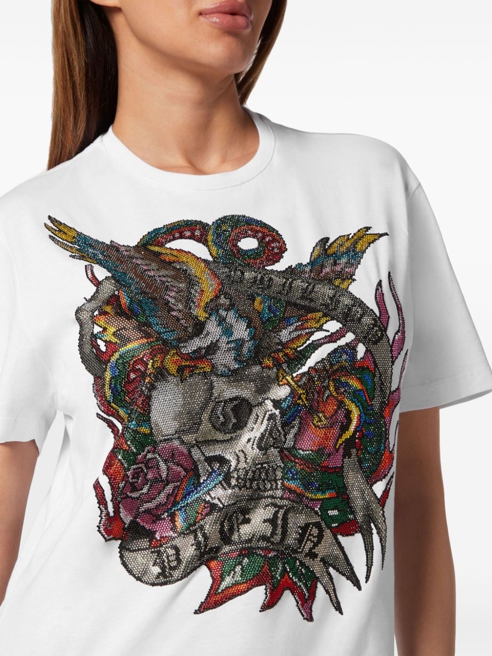 tattoo motif cotton T-shirt - 4