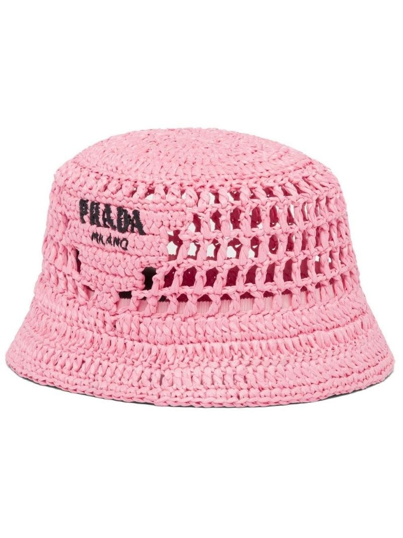 embroidered-logo raffia bucket hat - 1