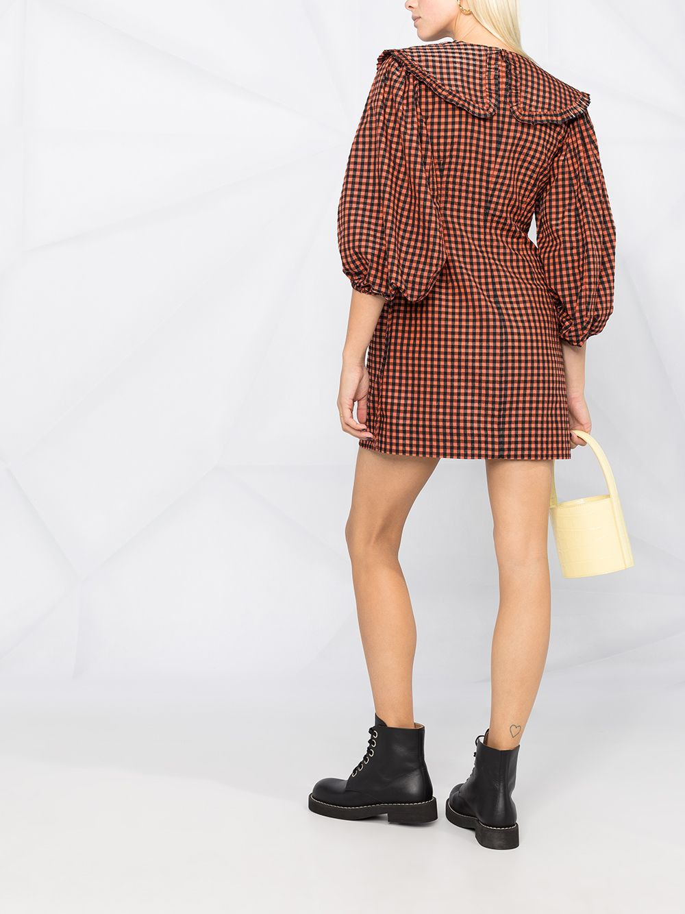 seersucker check mini dress - 4