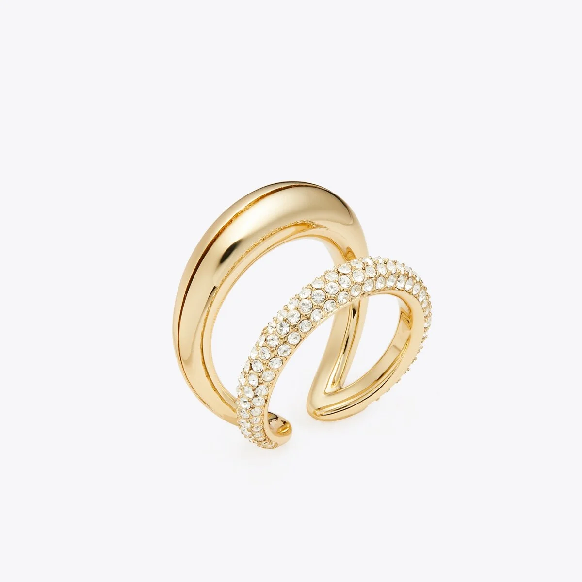 Pierced Pavé Double Ring - 1