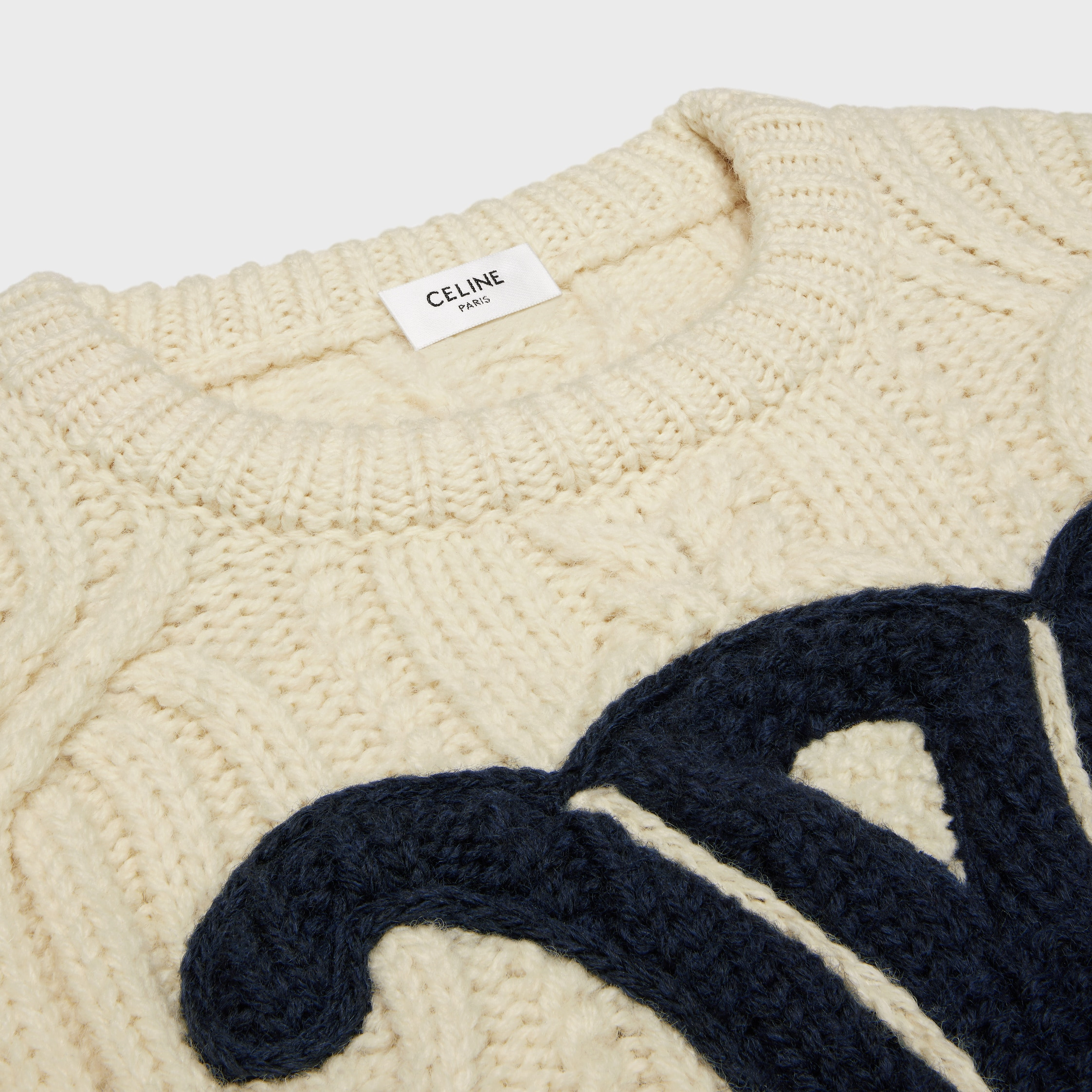 triomphe crew neck sweater in aran wool - 3