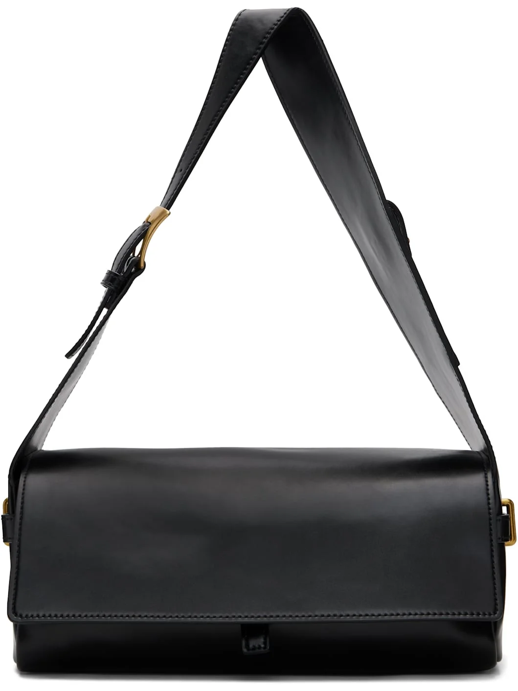 Black Leather Belting Duffle Bag - 1