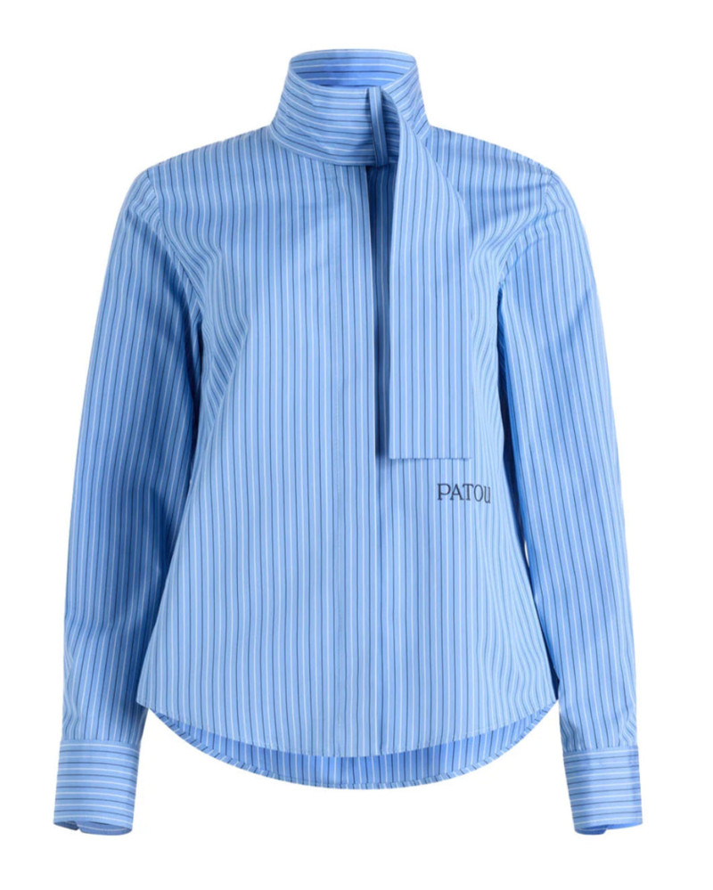 SCARF COLLAR BLOUSE IN PRINTED ORGANIC COTTON POPLIN 1