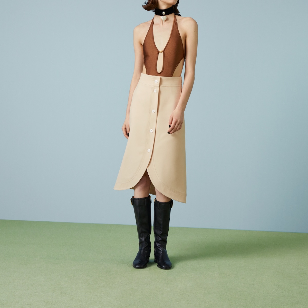 Wool silk crêpe skirt - 6