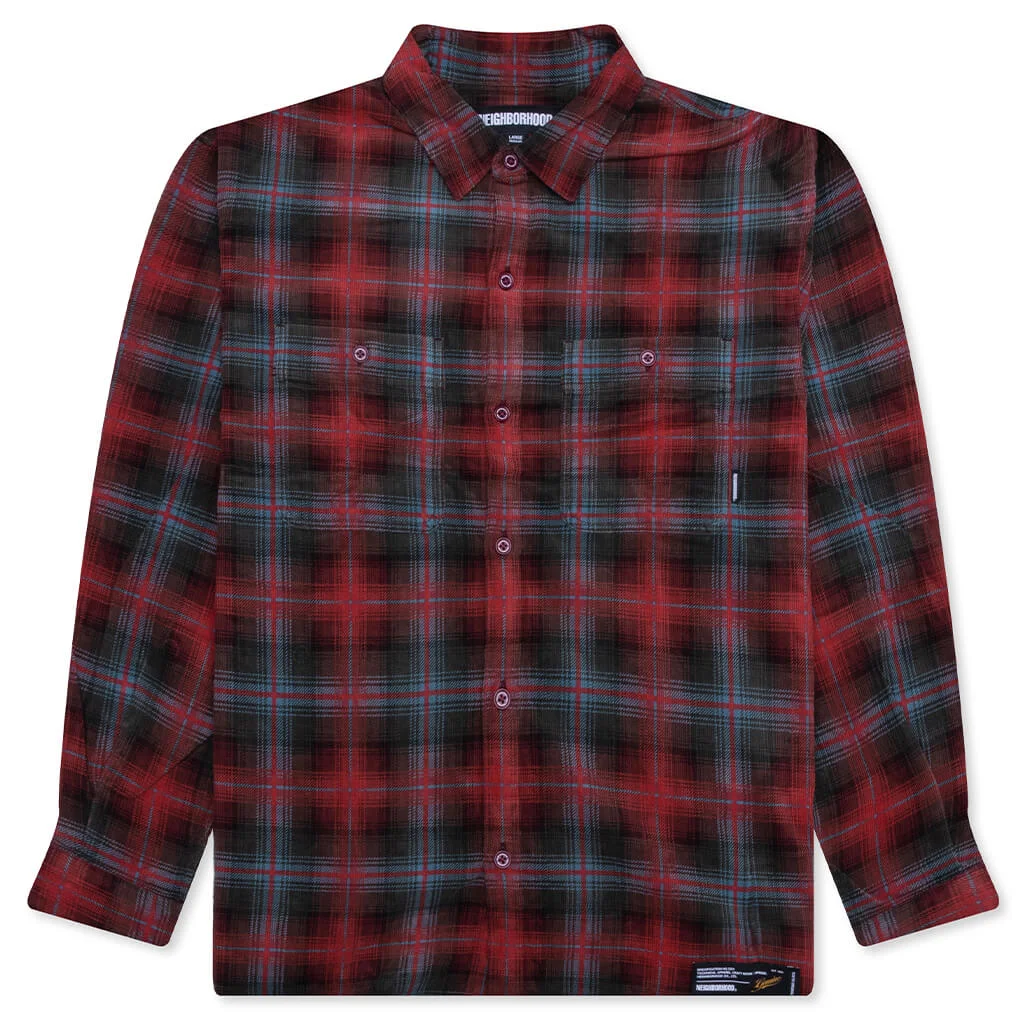 CORDUROY CHECK SHIRT L/S - RED - 1